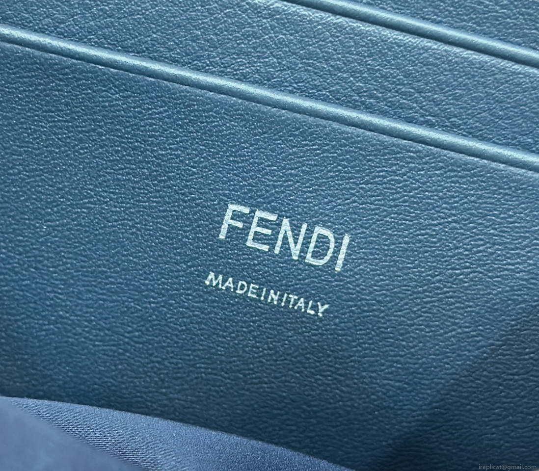 Fendi 8BS017 Mini Baguette Dark and mid blue sequin and leather bag 8601s