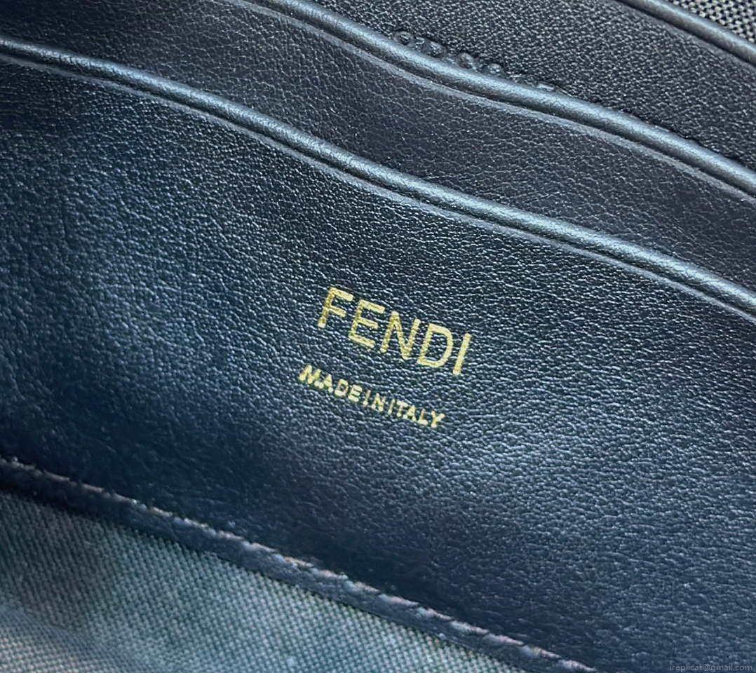 Fendi 8BS017 Mini Baguette Brown FF jacquard fabric bag with sequins