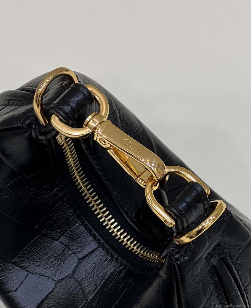 Fendi 7AS089 Nano Fendigraphy Black Crocodile leather Charm 80083S