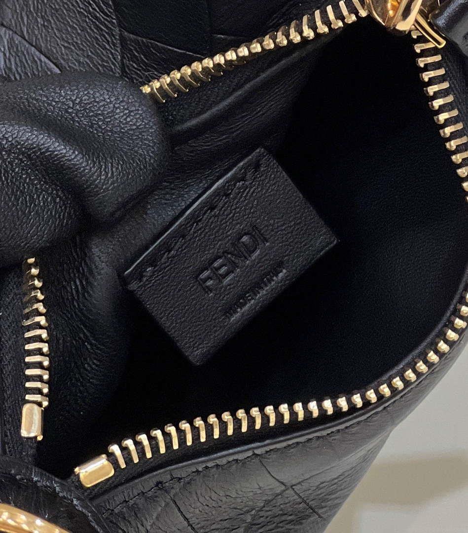 Fendi 7AS089 Nano Fendigraphy Black Crocodile leather Charm 80083S