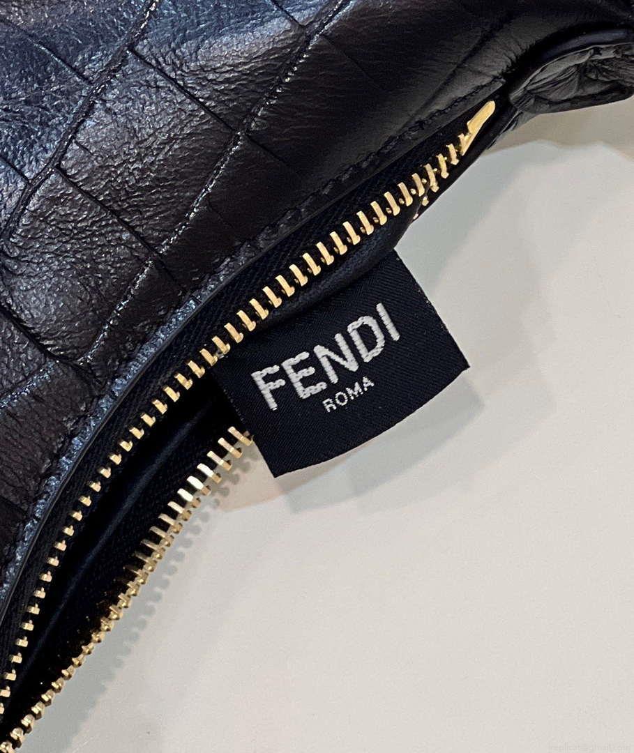 Fendi 7AS089 Nano Fendigraphy Black Crocodile leather Charm 80083S