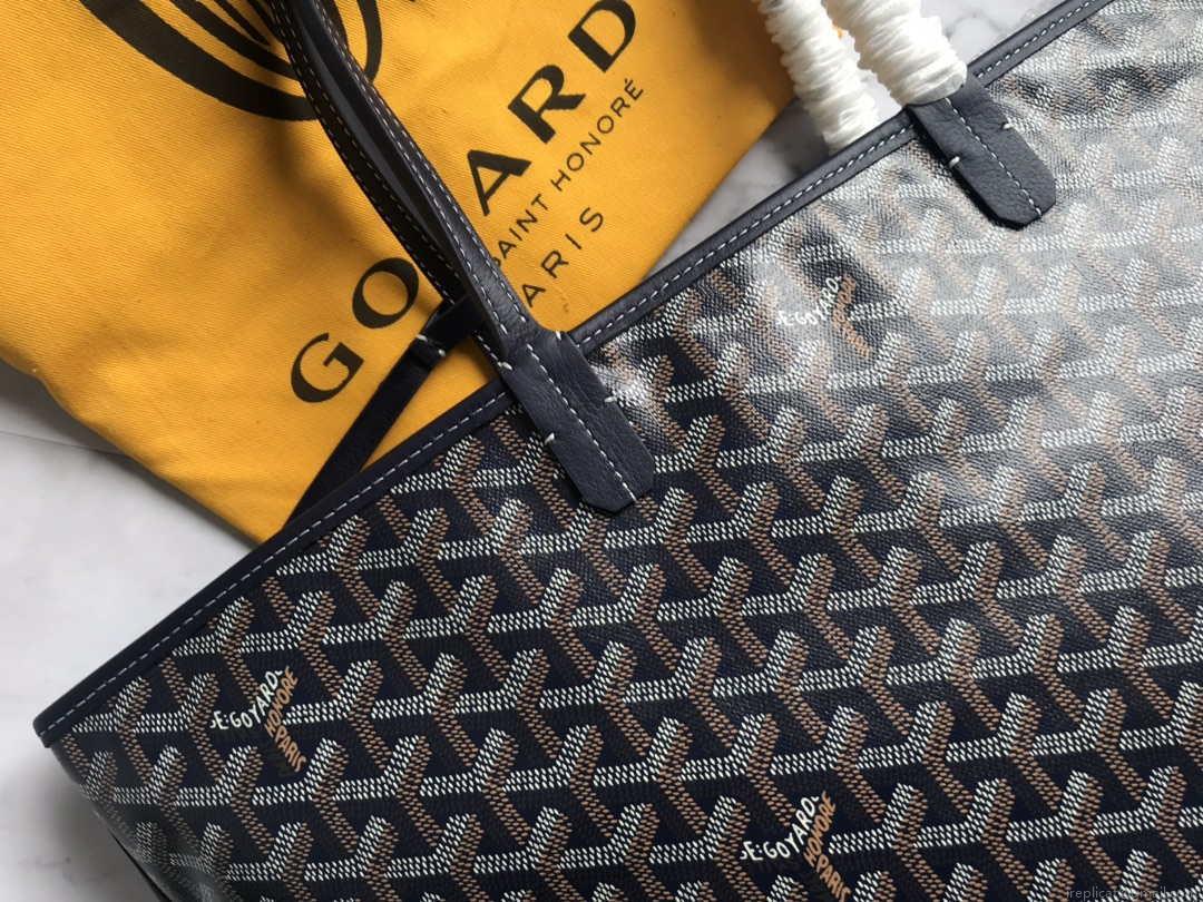 Goyard GMLTY01CL03P Saint Louis GM Bag Brown with Navy Blue