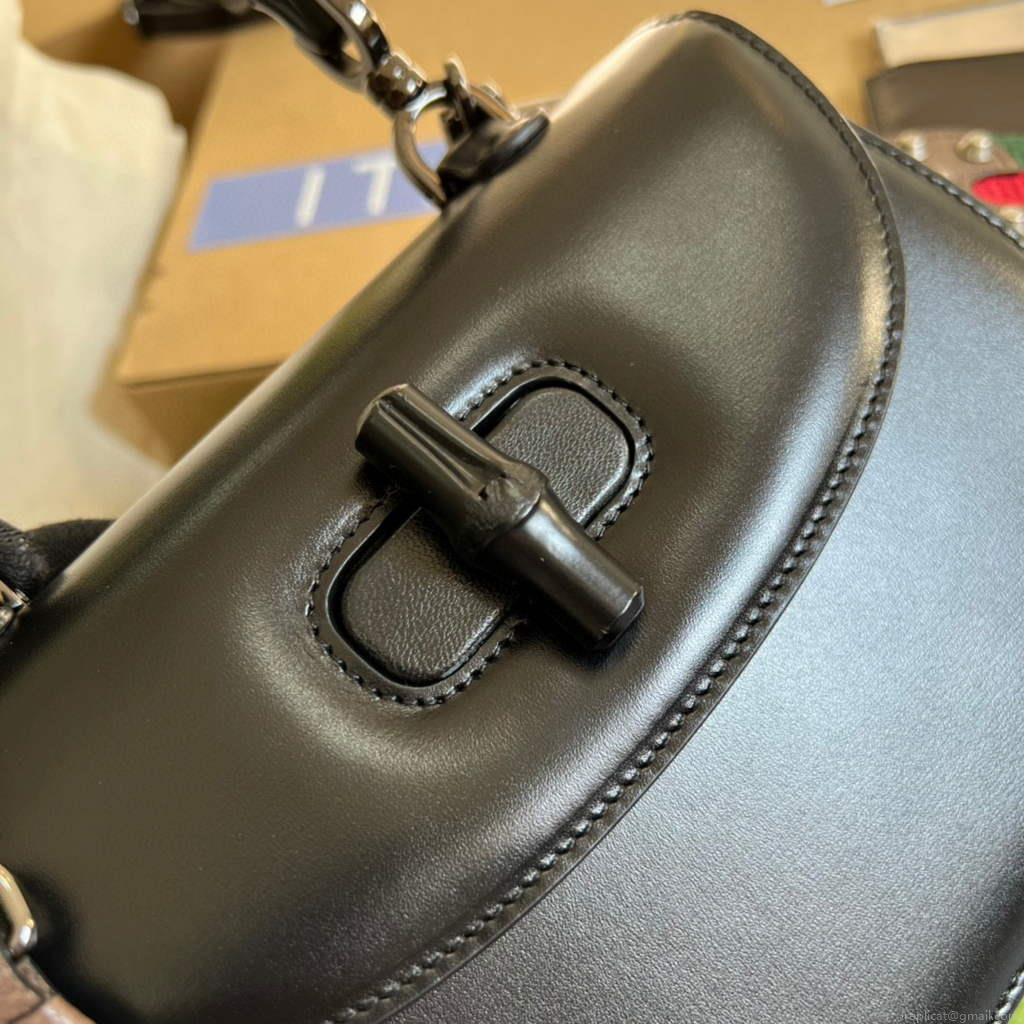 Gucci Bamboo1947 small top handle bag 675797 Black slivery
