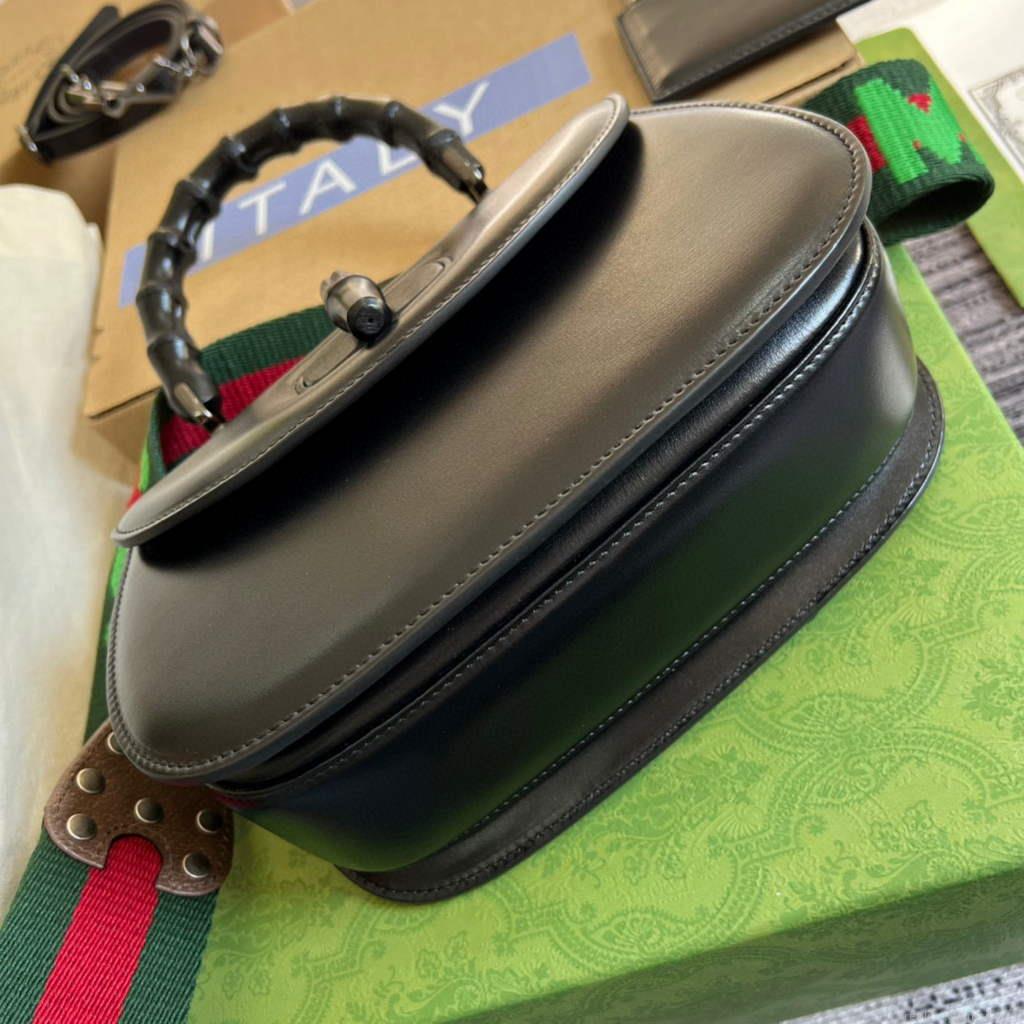 Gucci Bamboo1947 small top handle bag 675797 Black slivery