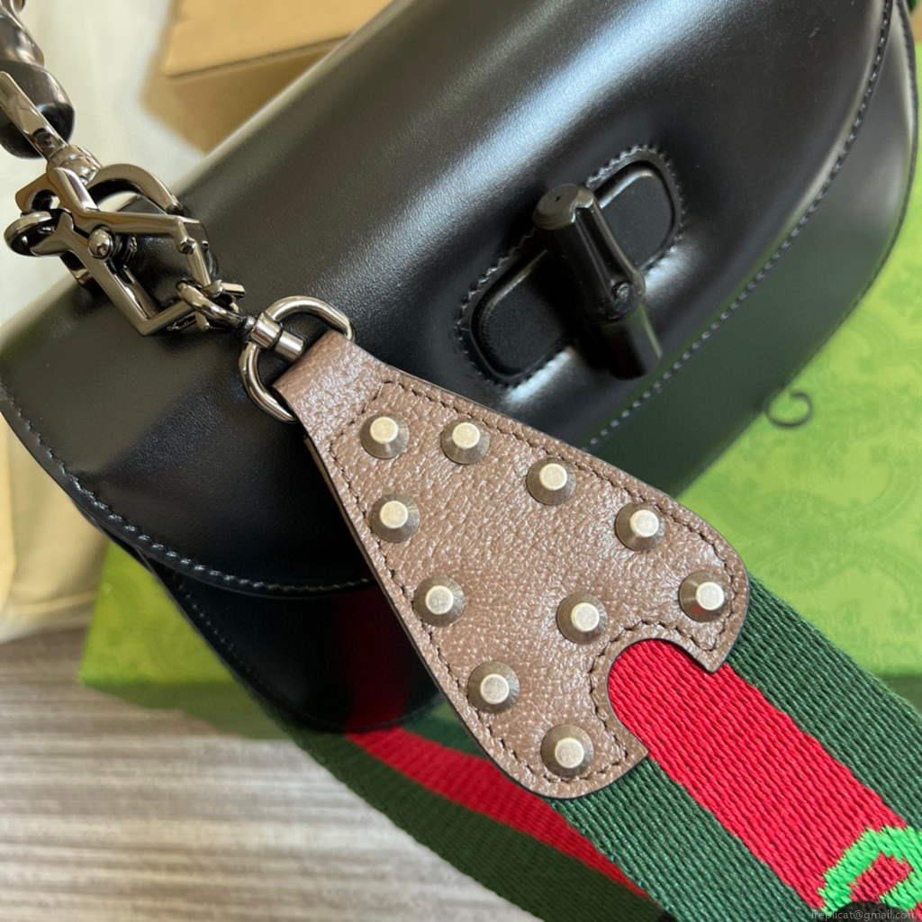 Gucci Bamboo1947 small top handle bag 675797 Black slivery