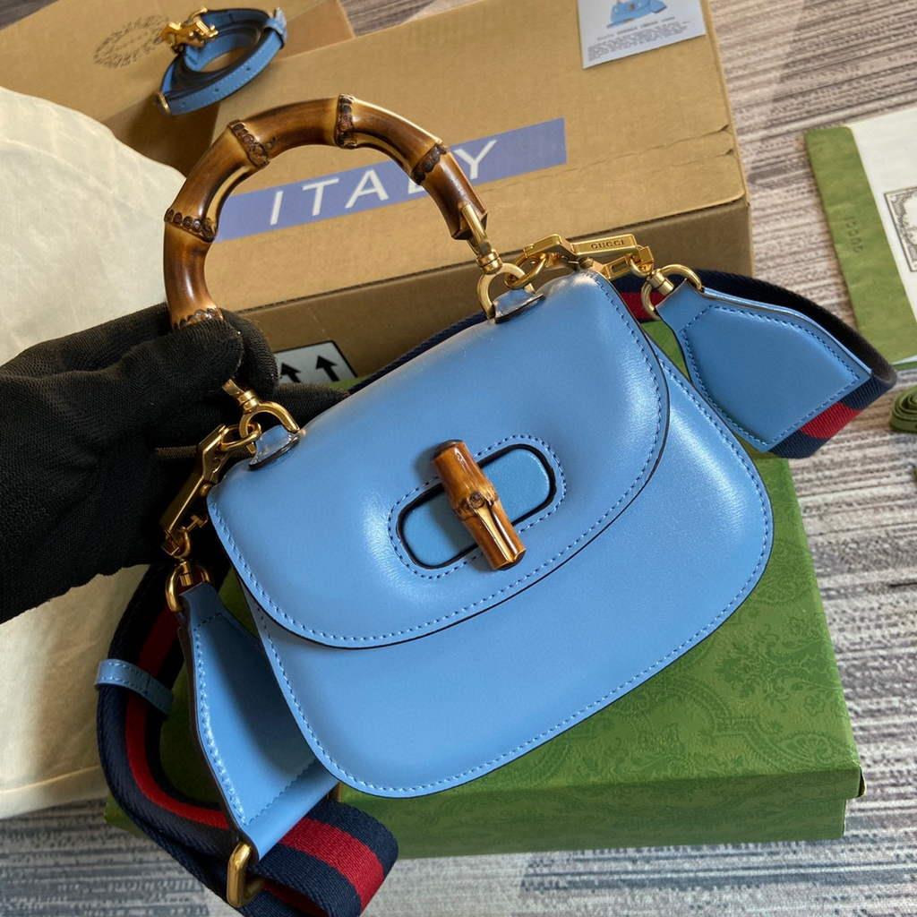 Gucci Bamboo1947 Mini top handle bag 686864 Blue