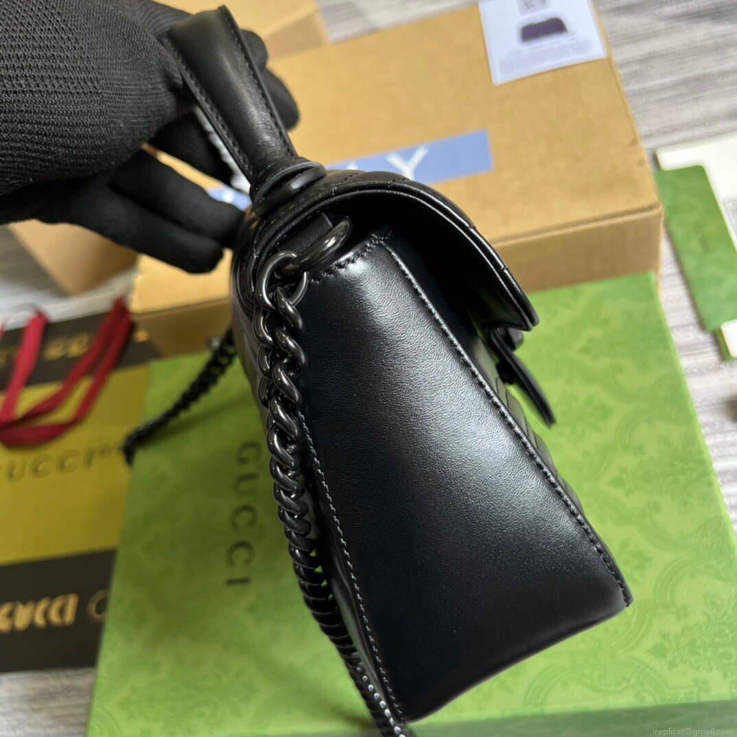 Gucci 702563 GG Marmont Mini Top Handle Bag Black