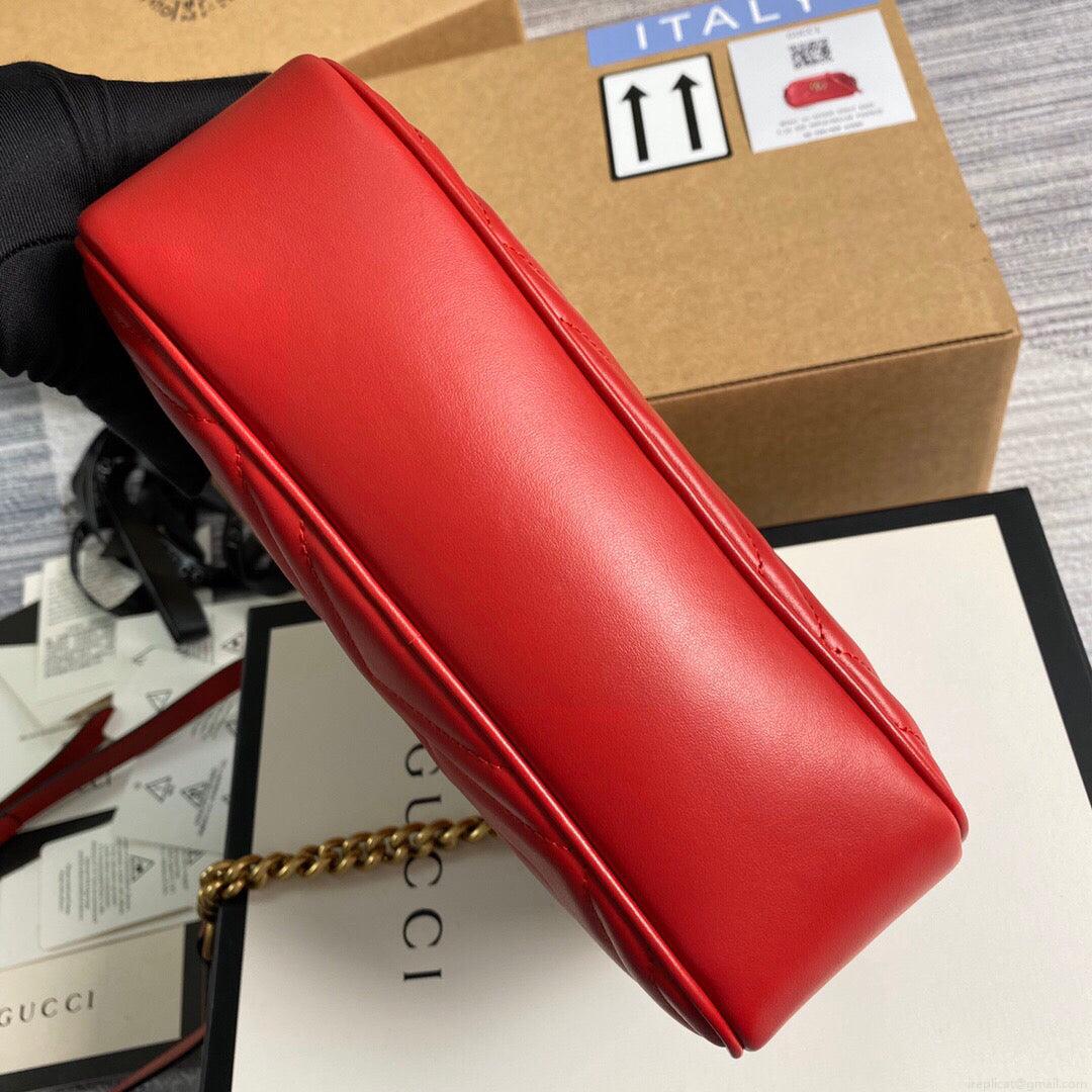 Gucci 447632 GG Marmont Small Matelassé Shoulder Bag Red
