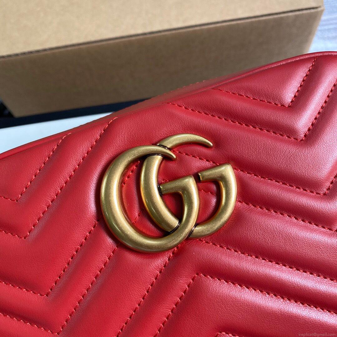 Gucci 447632 GG Marmont Small Matelassé Shoulder Bag Red