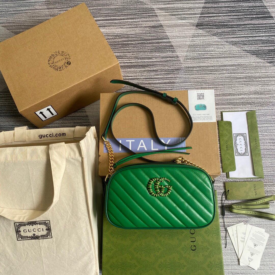 Gucci 447632 GG Marmont Small Shoulder Bag Green