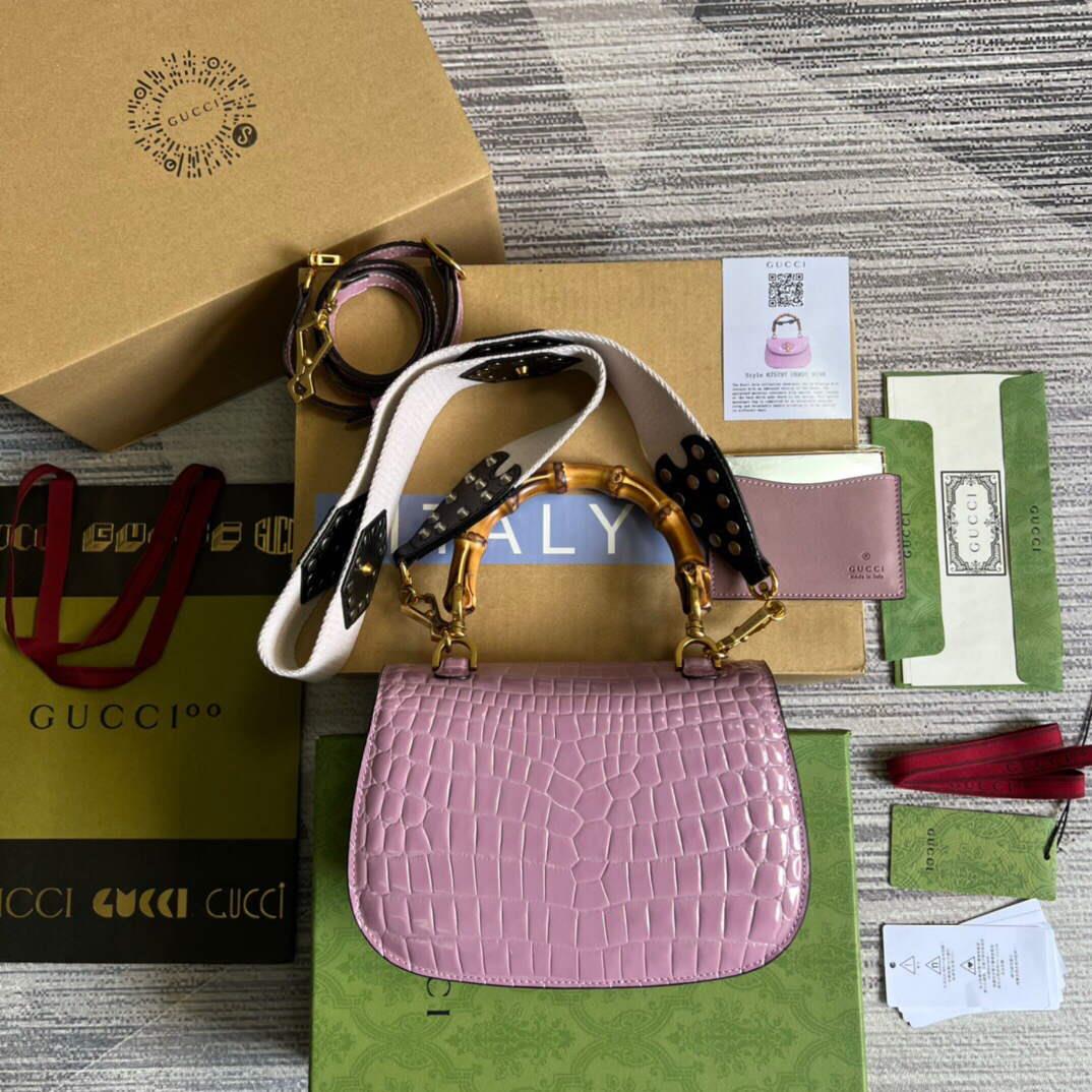 Gucci 675797 Gucci Bamboo 1947 small top handle bag Pink