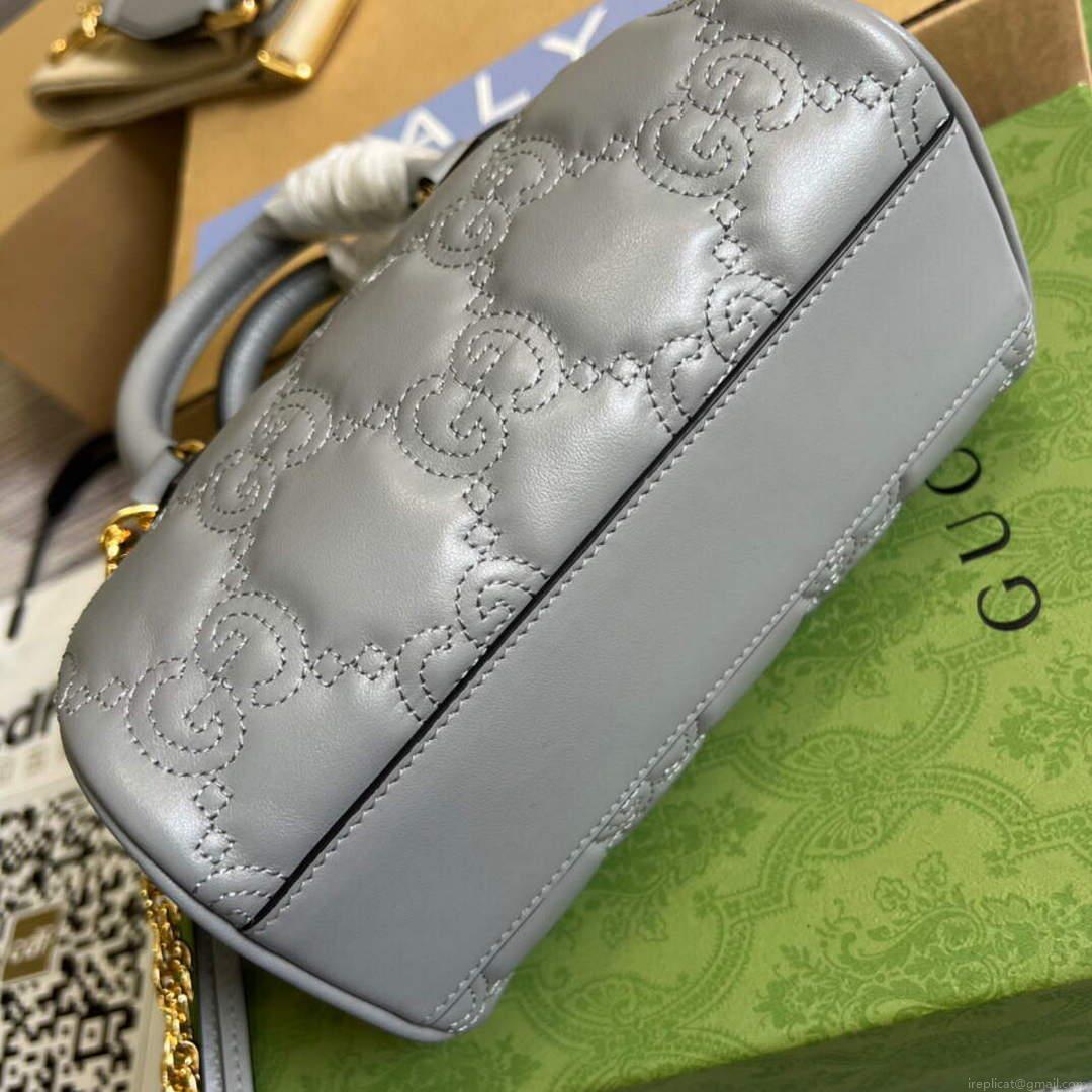 Gucci 702251 GG matelassé leather top handle bag Dusty grey