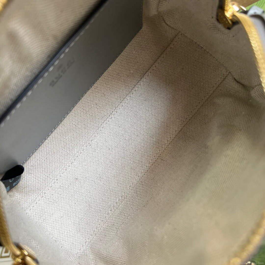 Gucci 702251 GG matelassé leather top handle bag Dusty grey
