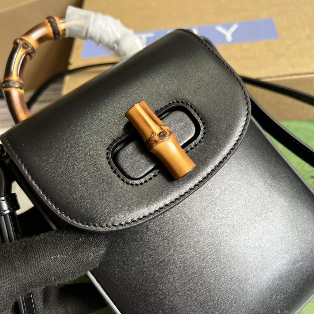 Gucci 702106 Bamboo Mini Handbag Black