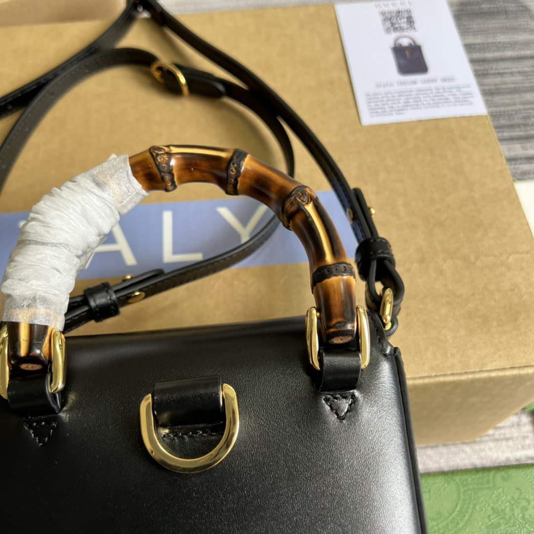 Gucci 702106 Bamboo Mini Handbag Black