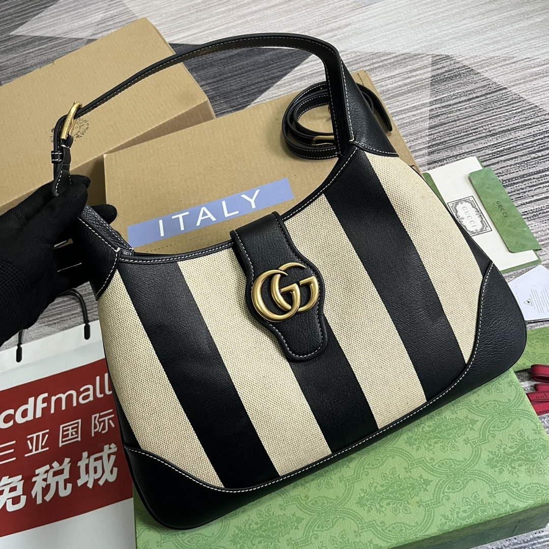 Gucci 726274 Aphrodite Medium Shoulder Bag Beige and black