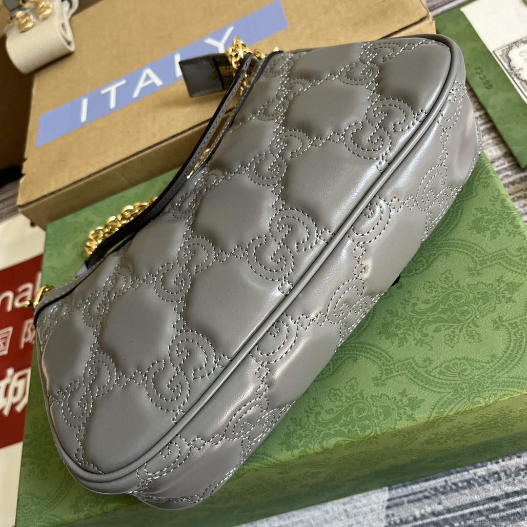 Gucci 735049 GG Matelassé Handbag Grey
