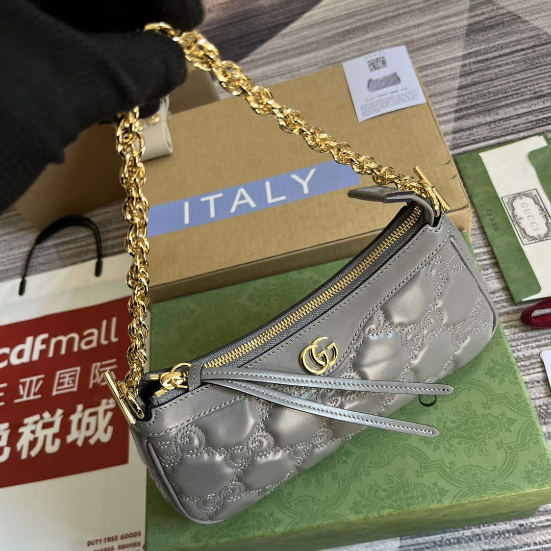 Gucci 735049 GG Matelassé Handbag Grey