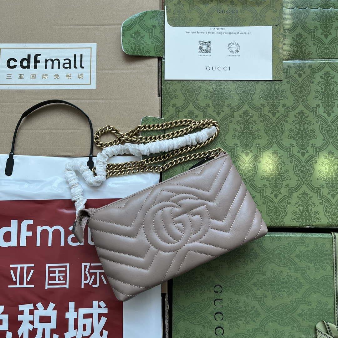 Gucci 443447 GG Marmmont wallet with chain Pink leather