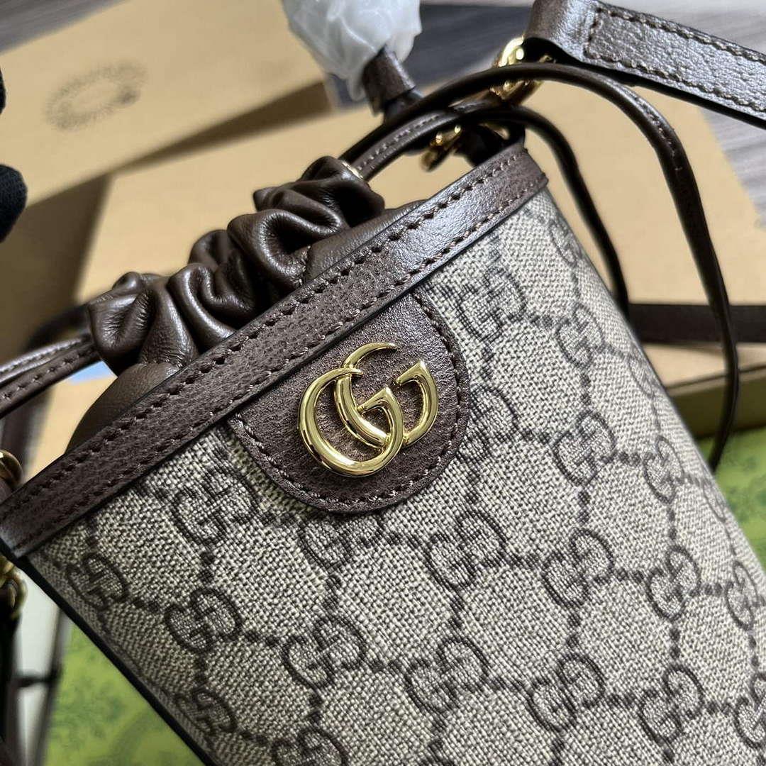 Gucci 760199 Ophidia Mini Bucket Bag Brown