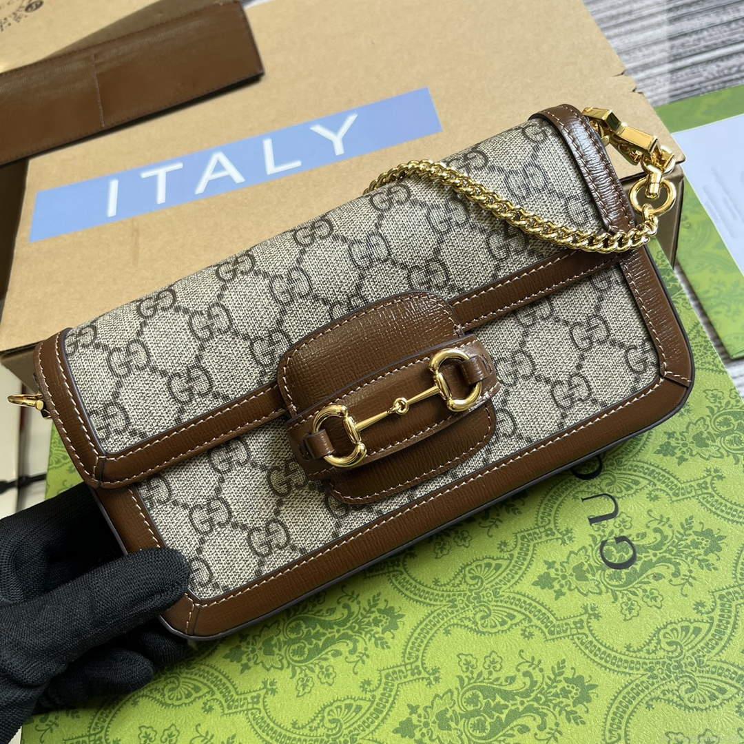 Gucci 752002 Gucci Horsebit 1955 Mini Bag Beige and Brown