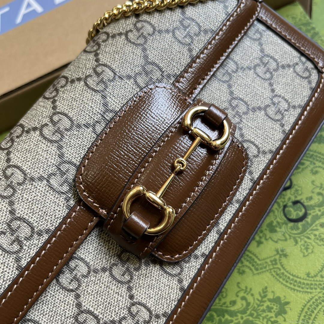Gucci 752002 Gucci Horsebit 1955 Mini Bag Beige and Brown