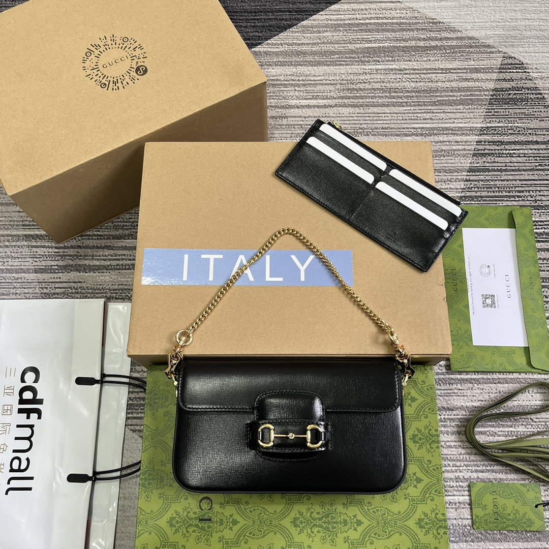 Gucci 752002 Gucci Horsebit 1955 Mini Bag Black leather