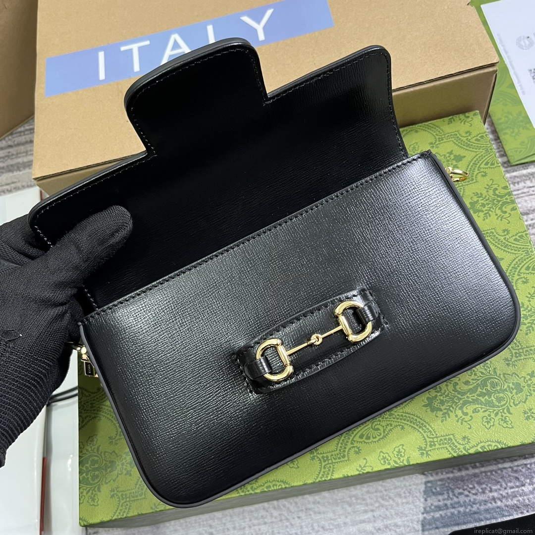 Gucci 752002 Gucci Horsebit 1955 Mini Bag Black leather
