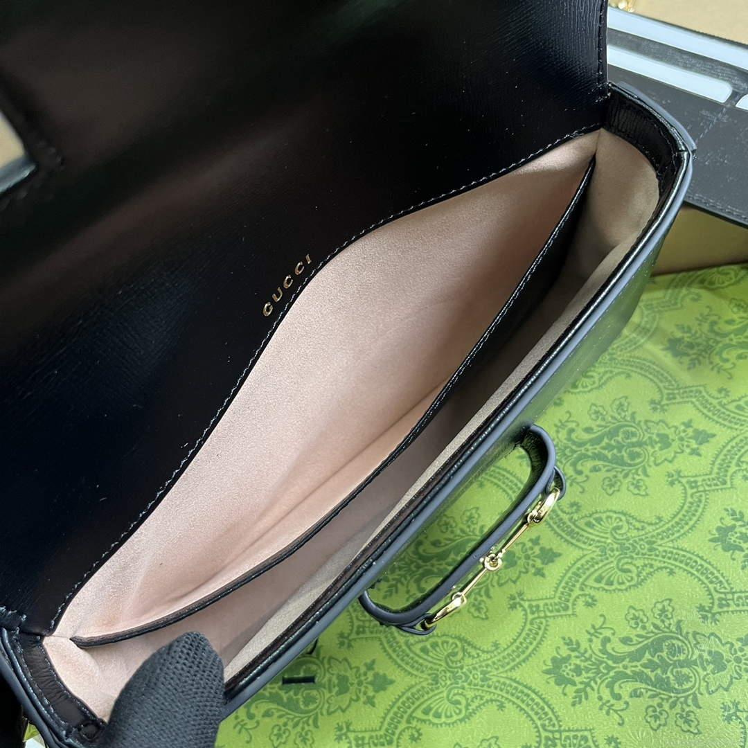 Gucci 752002 Gucci Horsebit 1955 Mini Bag Black leather