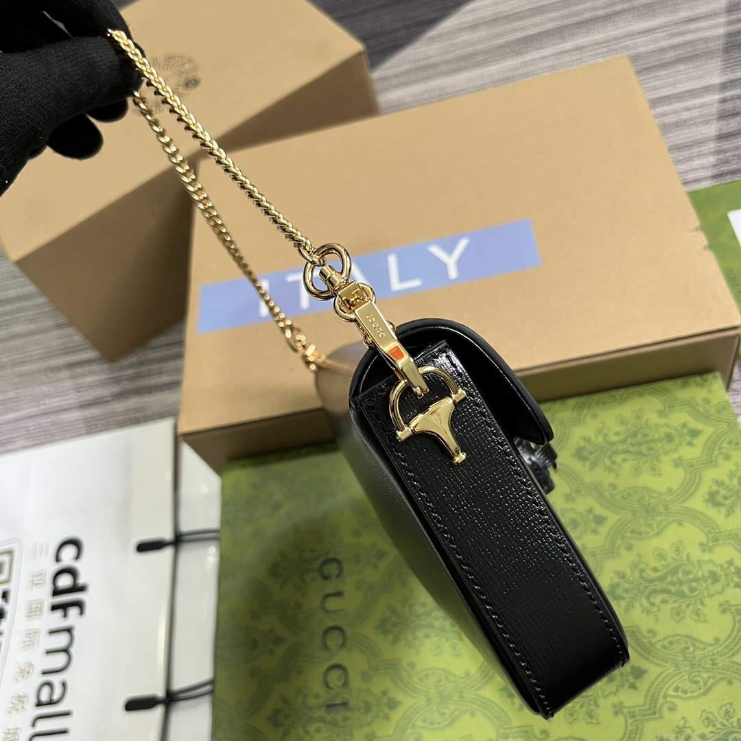Gucci 752002 Gucci Horsebit 1955 Mini Bag Black leather