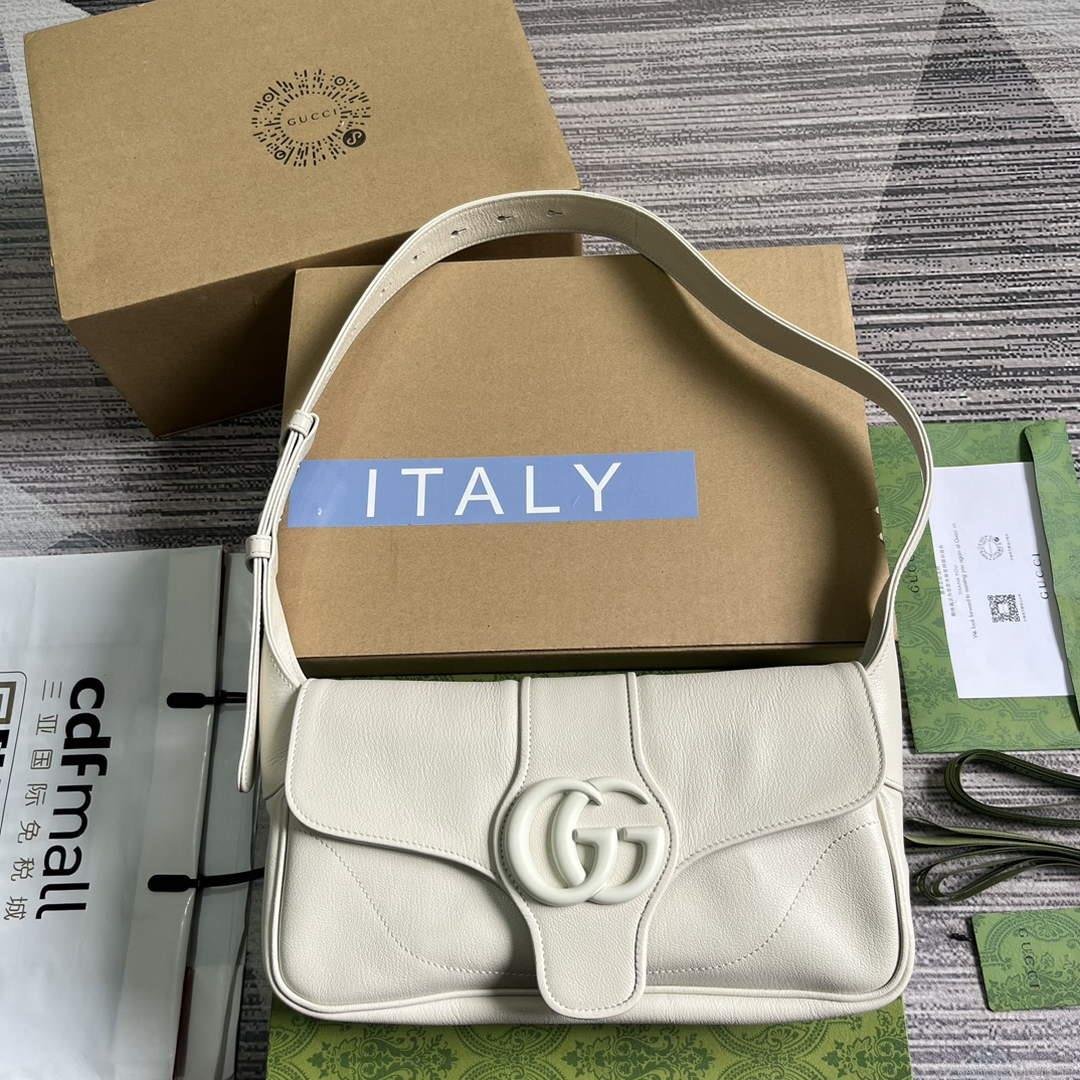 Gucci ‎767226 Aphrodite Small Shoulder Bag White soft leather