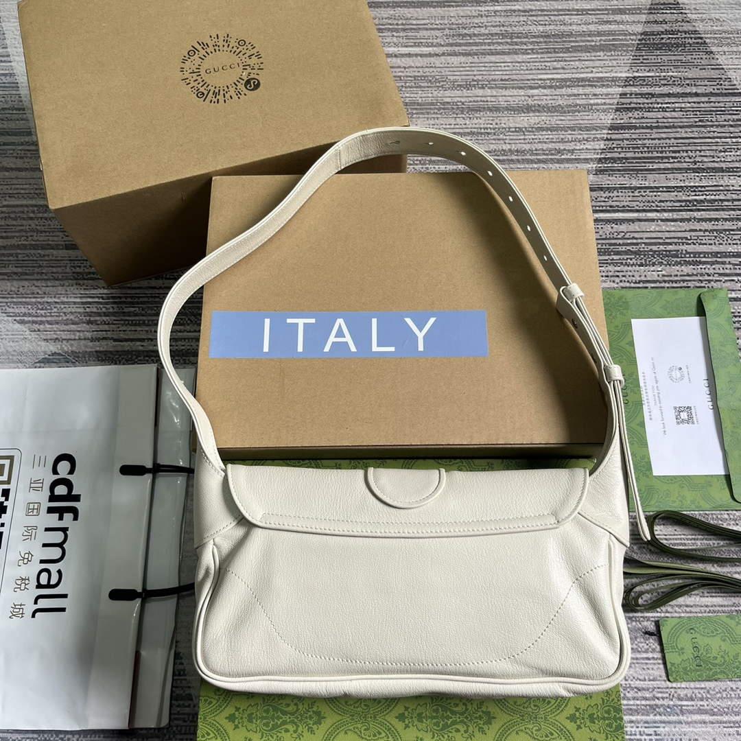 Gucci ‎767226 Aphrodite Small Shoulder Bag White soft leather