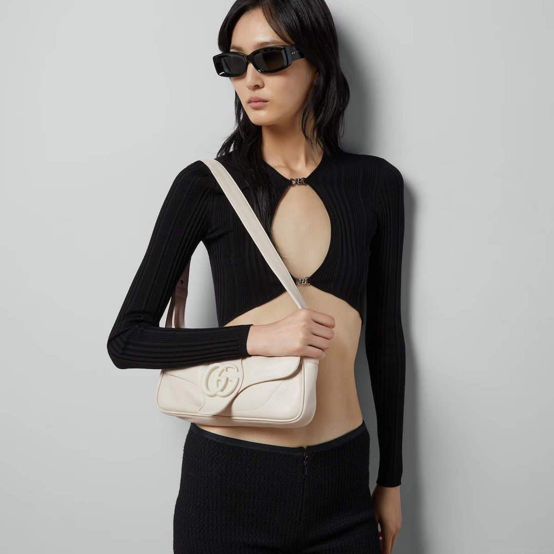 Gucci ‎767226 Aphrodite Small Shoulder Bag White soft leather