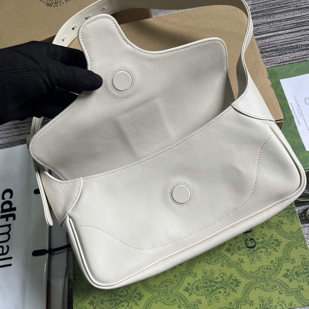 Gucci ‎767226 Aphrodite Small Shoulder Bag White soft leather