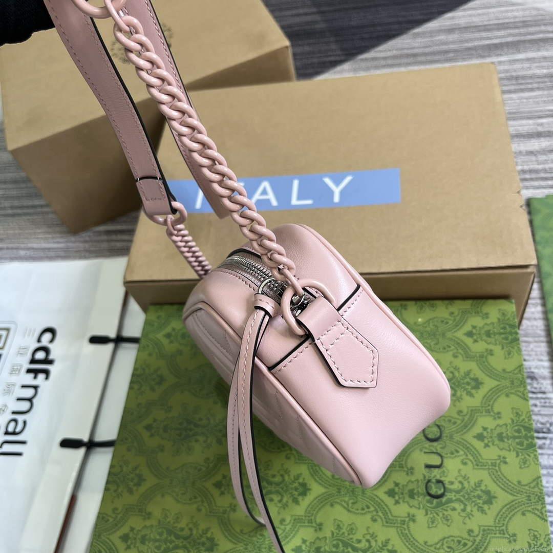 Gucci 634936 GG Marmont Mini Shoulder Bag Light pink matelassé chevron leather