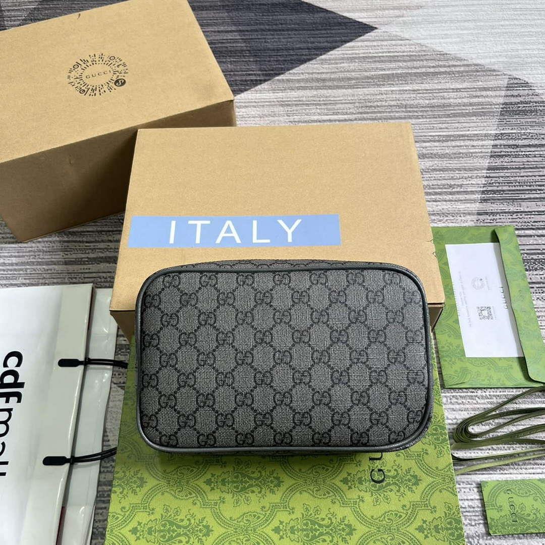 Gucci 760019 Ophidia GG Toiletry Case Bag Grey