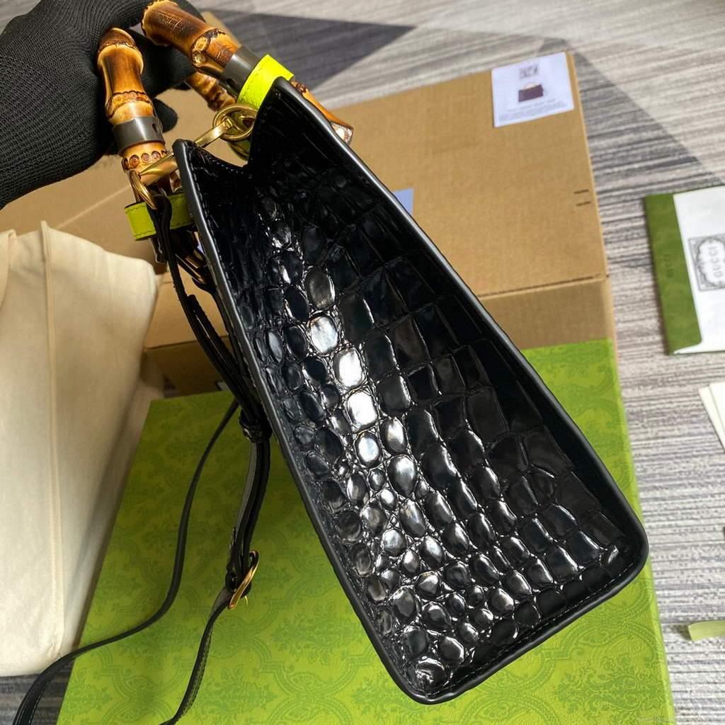 Gucci Diana Small Tote Bag Crocodile Top Handle Bag 660195 Black