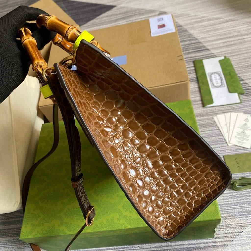 Gucci Diana Small Tote Bag Crocodile Top Handle Bag 660195 Brown