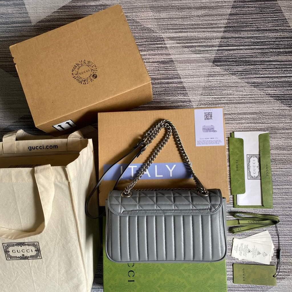 Gucci 443497 GG Marmont Small Shoulder Bag Gray