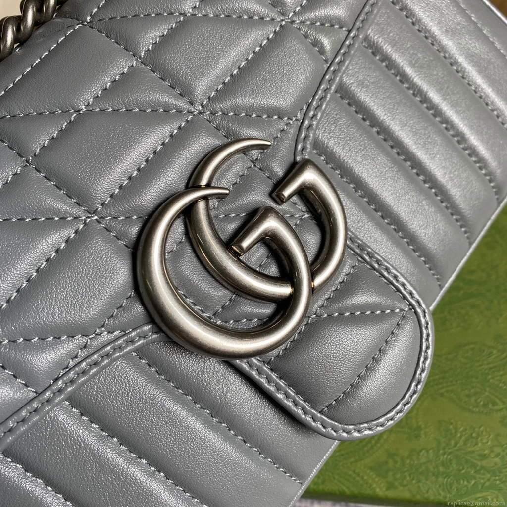 Gucci 443497 GG Marmont Small Shoulder Bag Gray