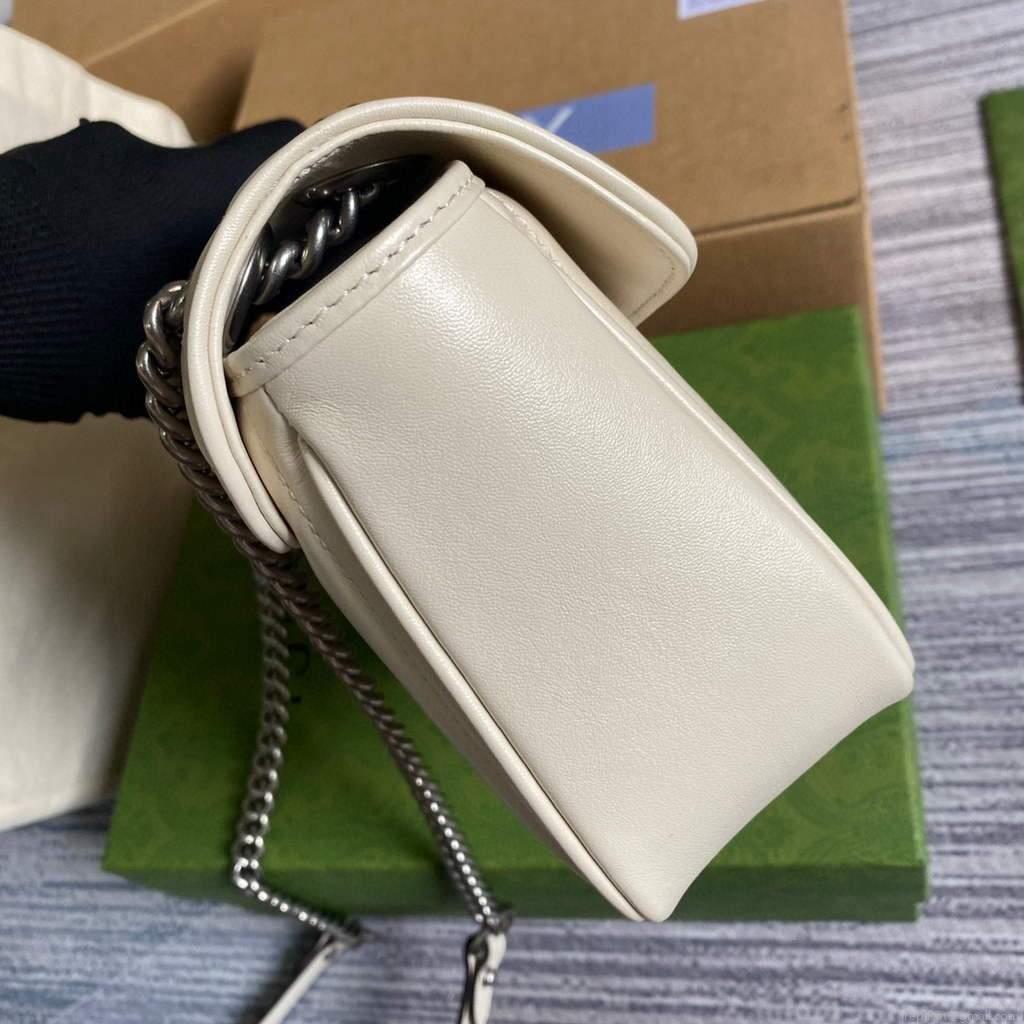 Gucci 443497 GG Marmont Small Shoulder Bag White