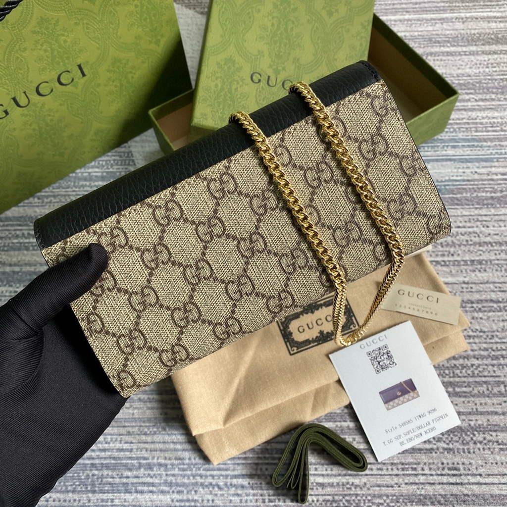 Gucci 546585 GG Marmont Chain Wallet Black