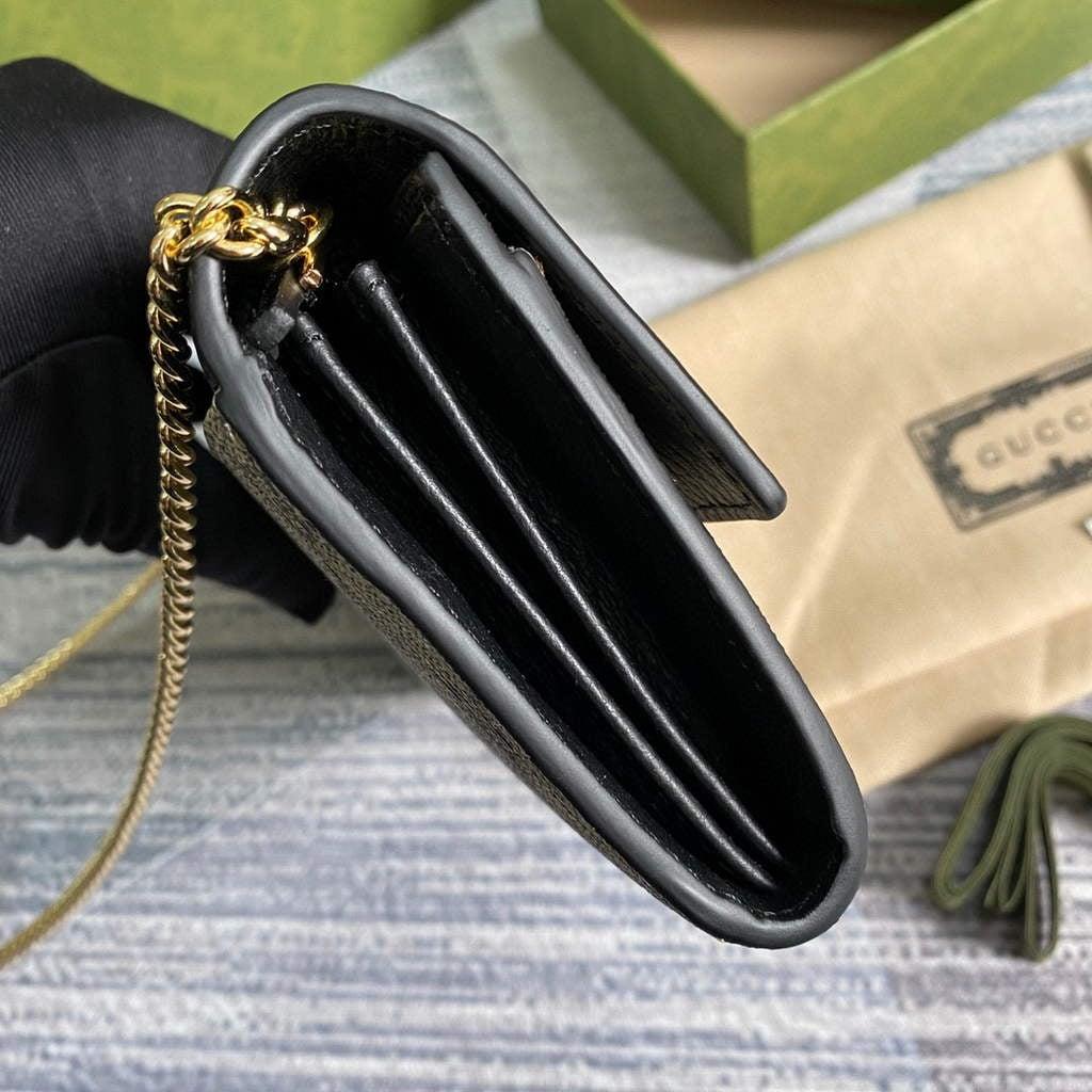 Gucci 546585 GG Marmont Chain Wallet Black