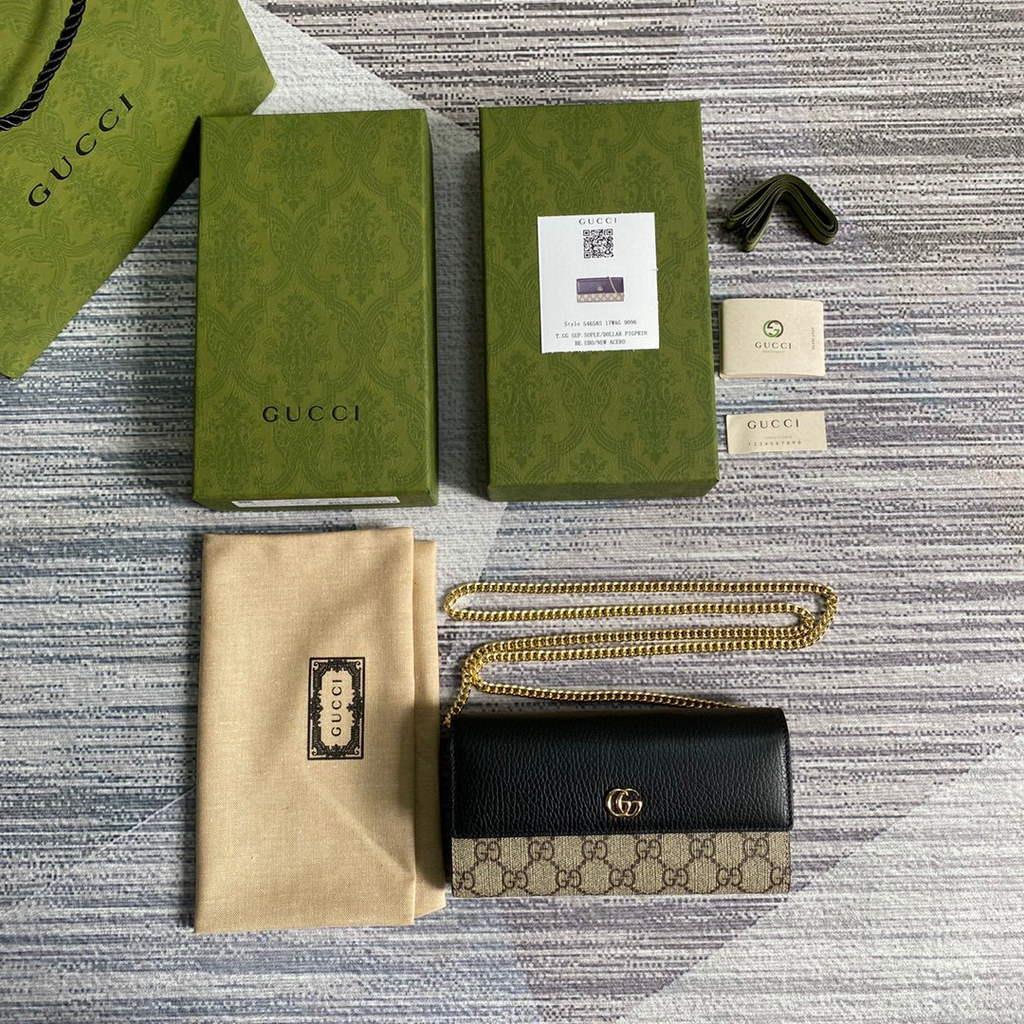 Gucci 546585 GG Marmont Chain Wallet Black