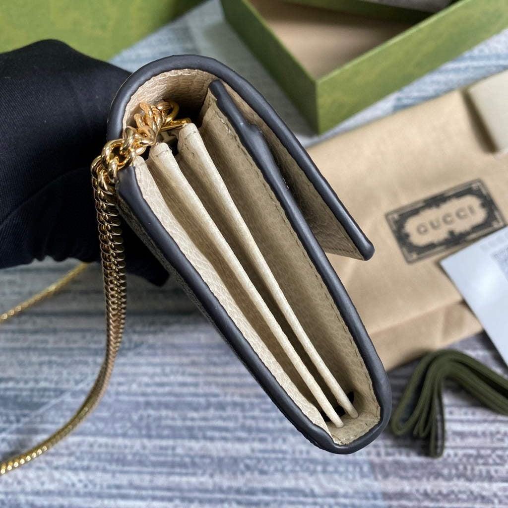 Gucci 546585 GG Marmont Chain Wallet White
