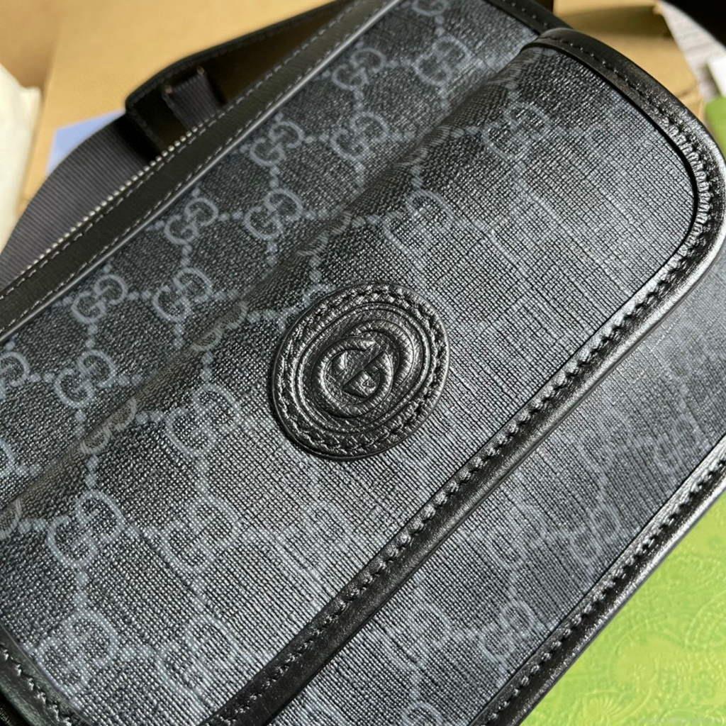 Gucci 674164 Messenger Bag With Lnterlocking G Black
