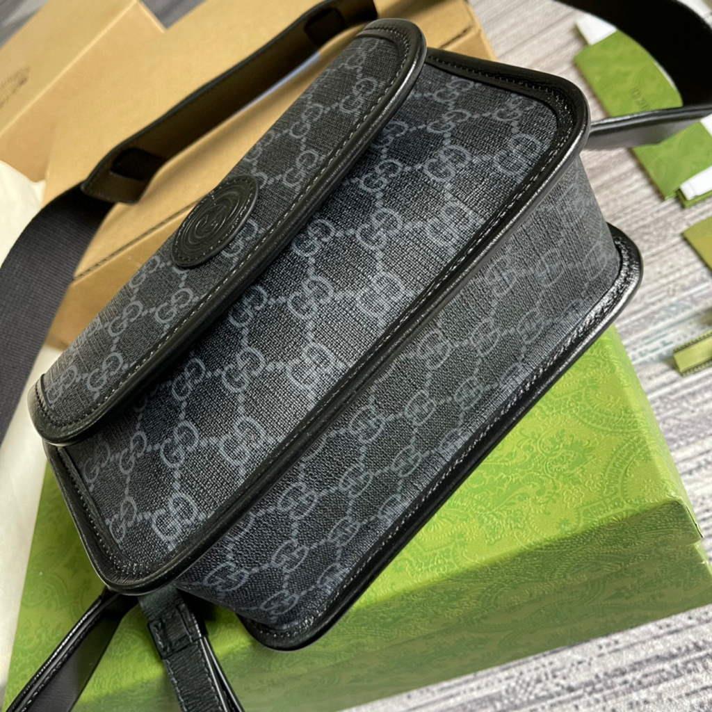 Gucci 674164 Messenger Bag With Lnterlocking G Black