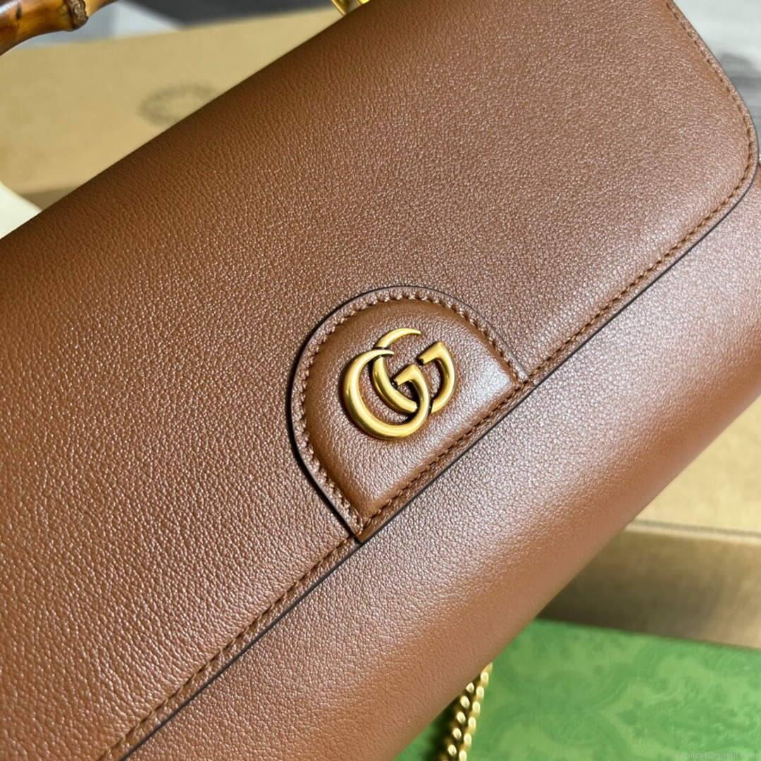 Gucci 675795 GG Large Top Handle Bag With Bamboo Brown