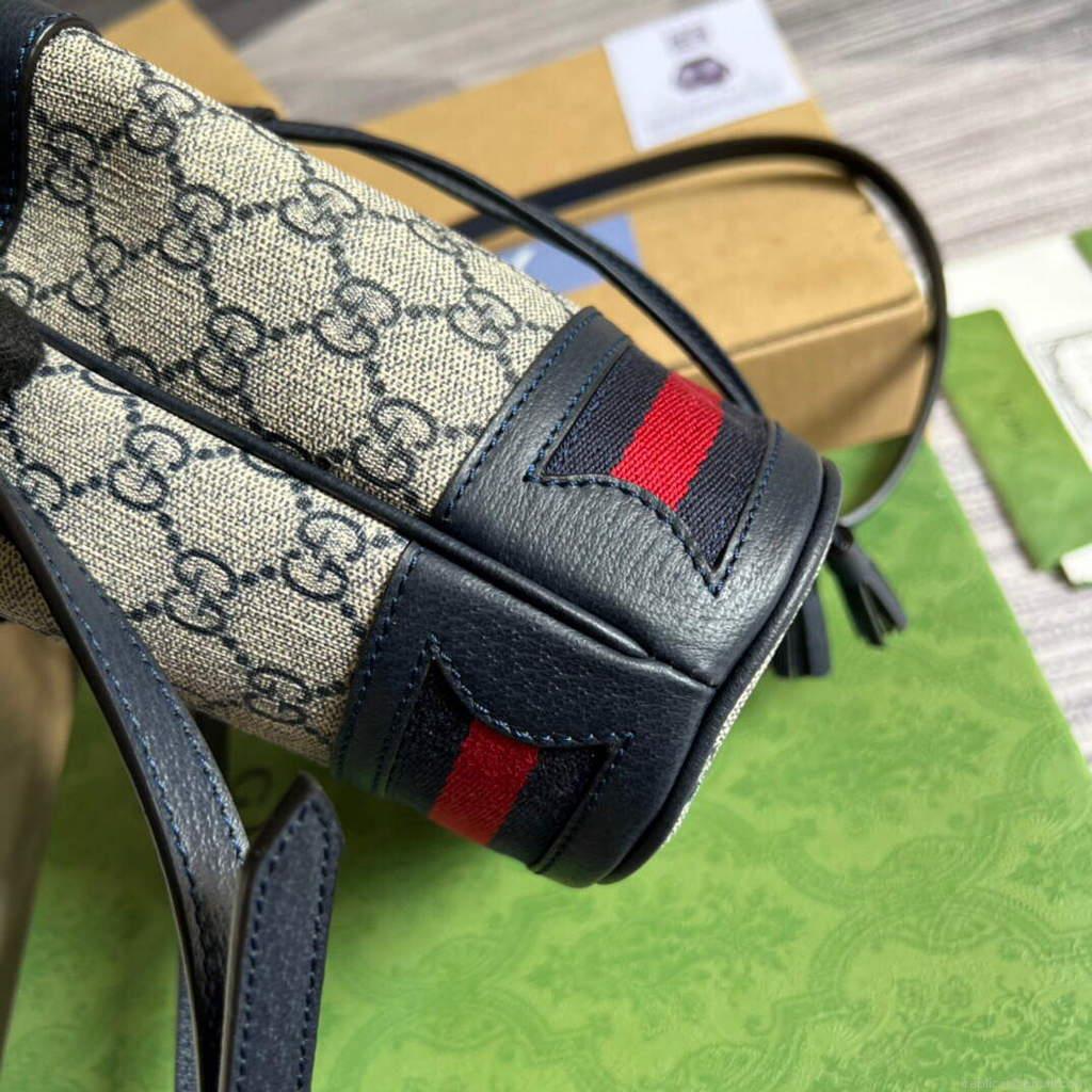 Gucci 550620 Ophidia Mini GG Bucket Bag Beige Blue
