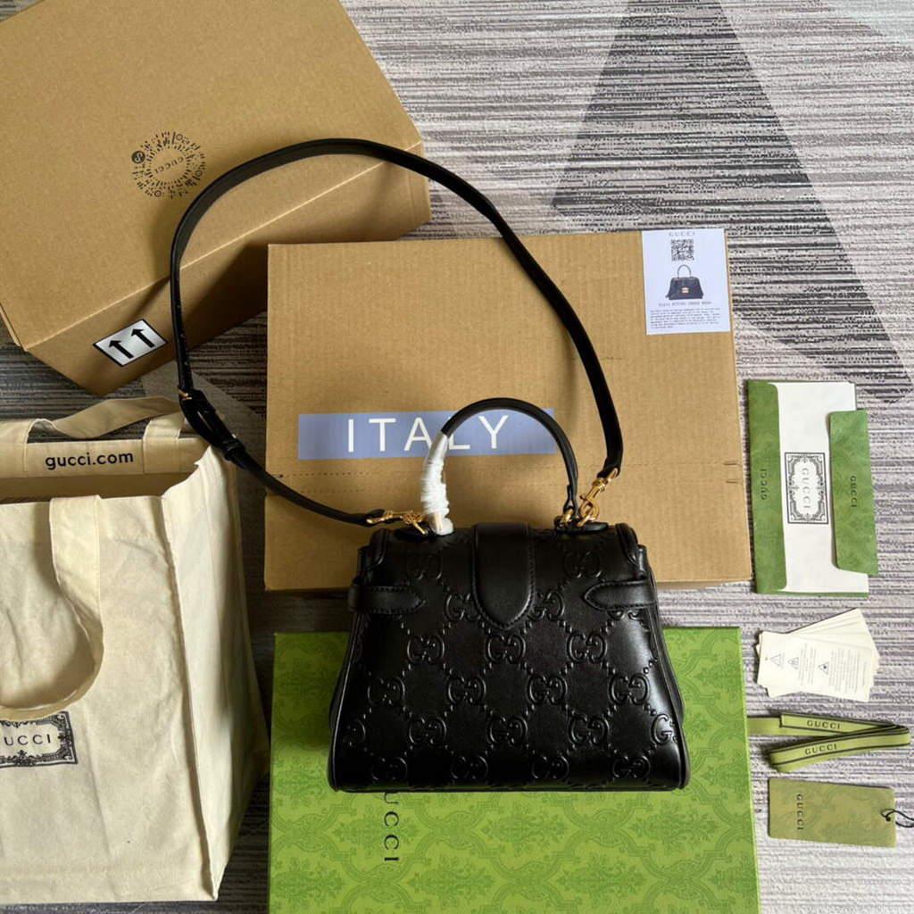 Gucci 675791 Small GG Top Handle Bag Black